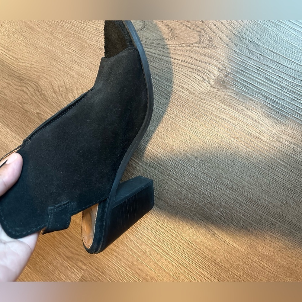Frye Black Courtney Sling Black Suede
Peep Toe Heeled Sandal - Picture 7 of 14